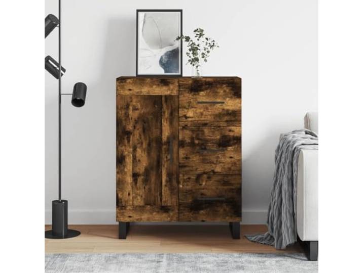 RJPLMFV Anrichte Chene Fume, 69,5 x 34 x 90 cm, Holz 2 Fächer, 3 Schubladen, Füße aus Metall, Aufbewahrung für Wohnzimmer