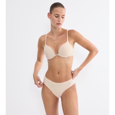Push-up-BH TRIUMPH "Pure Micro", Damen, Gr. 75, Cup D, beige (cameo beige), Microtouch, Obermaterial: 47% Polyamid, 35% Polyester, 18% Elasthan, Basic, BHs Push-up-BH, nahezu unsichtbar, weich, Multiway-Träger