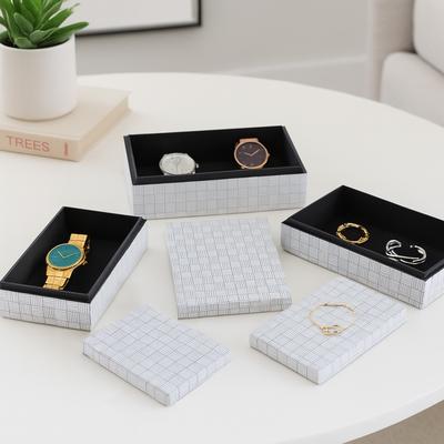 Sagebrook Home "Resin Wood Storage Box Geometric Pattern (Set of 3) - 10/11/12"" Black - 12"" x 8"" x 4"""