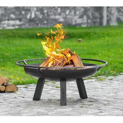 CookKing Porto | Garten Feuerschale 100 cm | Stahl Grill - Schwarz