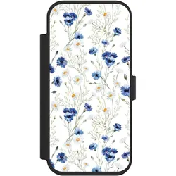 Nivocase Klapphülle für Apple iPhone Air Handyhülle aus Kunst Leder NIVOflip schwarz Blume Blumen Muster (Apple iPhone Air), Smartphone Hülle, Schwarz