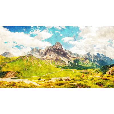 Fototapete LIVING WALLS "Walls by Patel Dolomiti 1", blau (natur), B:5m L:2,7m, Vlies, Tapeten, Vlies, Wand, Schräge