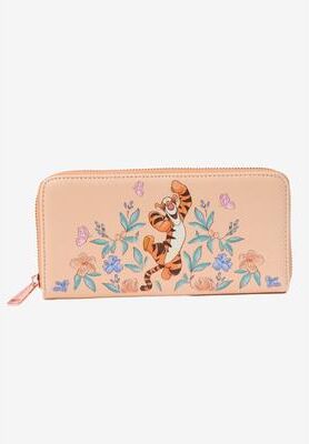 Women's Loungefly x Disney Tigger Floral Zip Around Wallet Winnie the Pooh Peach by Loungefly in Orange (Size ONE SIZE)