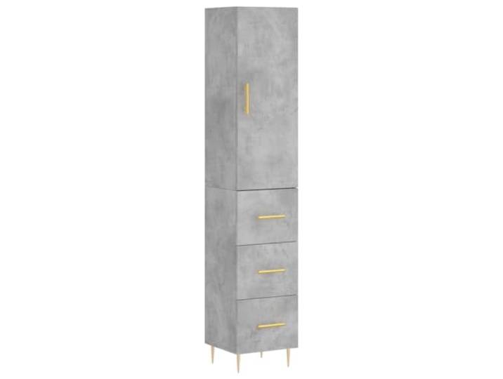 Highboard Betongrau 34,5x34x180 cm Holzwerkstoff Schrank mit Stauraum Mit Metallfüßen, eine Tür, viel Stauraum, für Wohnzimmer, schlankes Design