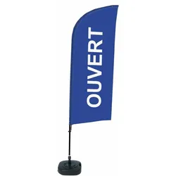 Showdown Displays Beachflag Alu Wind Komplett-Set Geöffnet Blau Französisch