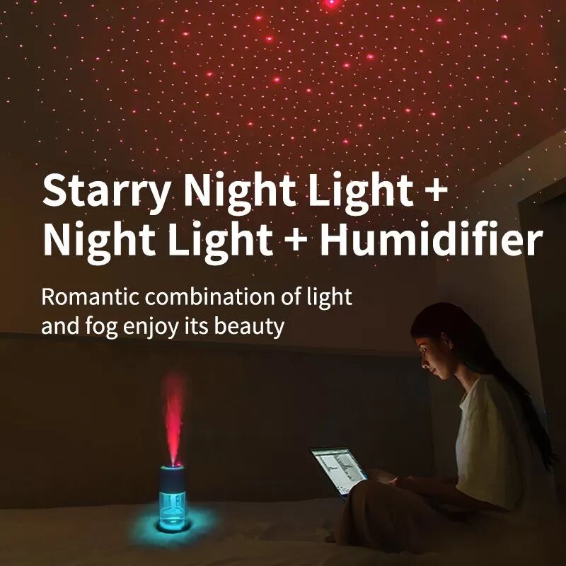 INF Humidificateur Ciel Étoilé : Projecteur & Purificateur d'Air Blanc