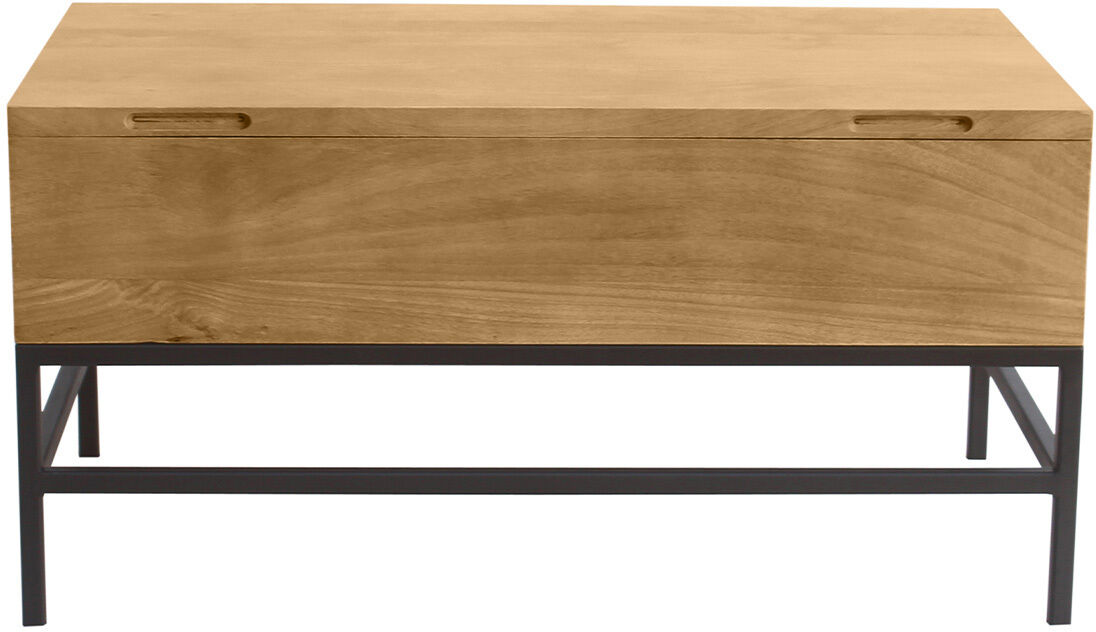 Miliboo Table basse relevable industrielle bois manguier massif et métal noir L90 cm YPSTER