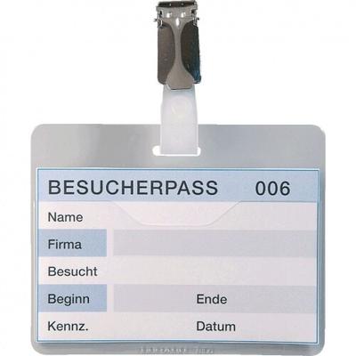 Schild I DURABLE Namensschild m.Clip, transparent, Hartfolie, Einsteckschilder, 90x60mm, 25/VE
