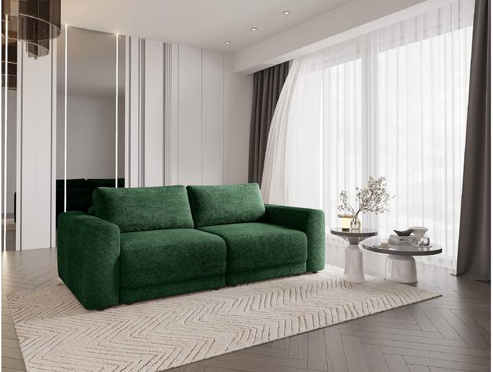 Schlafsofa Grün/Dunkelgrün Webstoff 256 x 88 x 120cm mit Schlaffunktion Modern