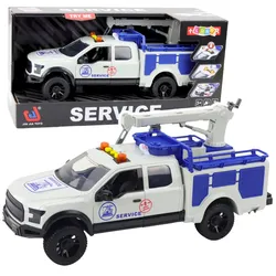 Dienstwagen mit Kranlicht und Geräuschen, weiß, 1:12