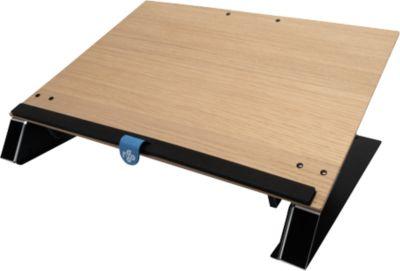 Dokumentenhalter R-Go Read2Write, ergonomisch, Lese- und Schreibfunktion, mit Handgelenkstütze, L 320 x B 460 x H 168 mm, Eichenholz und Aluminium
