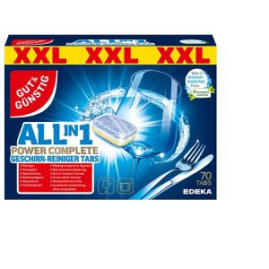 Gut&Günstig Spülmaschinentabs All in 1, Power Complete, intensive Reinigung, strahlender Glanz, 70 Tabs