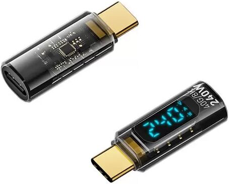INF 240W USB-C Buchse auf USB-C Stecker Adapter mit Digitalanzeige (2er-Pack)