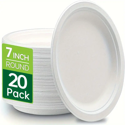 The Handy Homestead Eco Friendly Compostable Sugarcane Tableware Set Biodegradable Plates 20pcs