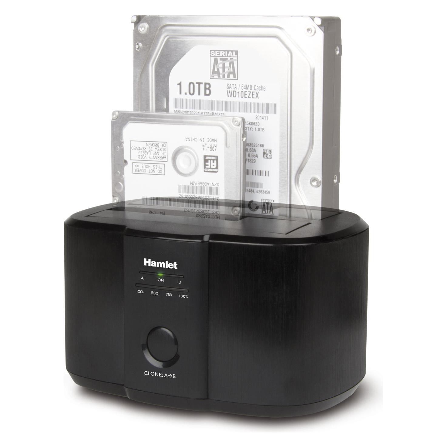 Hamlet USB 3.0 Docking Station für 2,5" oder 3,5" usb 3.0 sata Festplatten (USB-A, 2 Ports) (HXDD2535CLN)