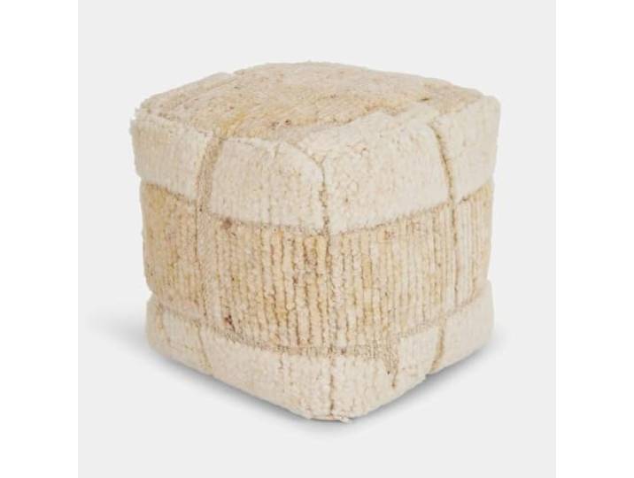 Loberon Hocker Palmane, Creme Sitzsack, Natürliche Wollhaptik, Weiche EPS-Perlenfüllung, Entspanntes Sitzgefühl
