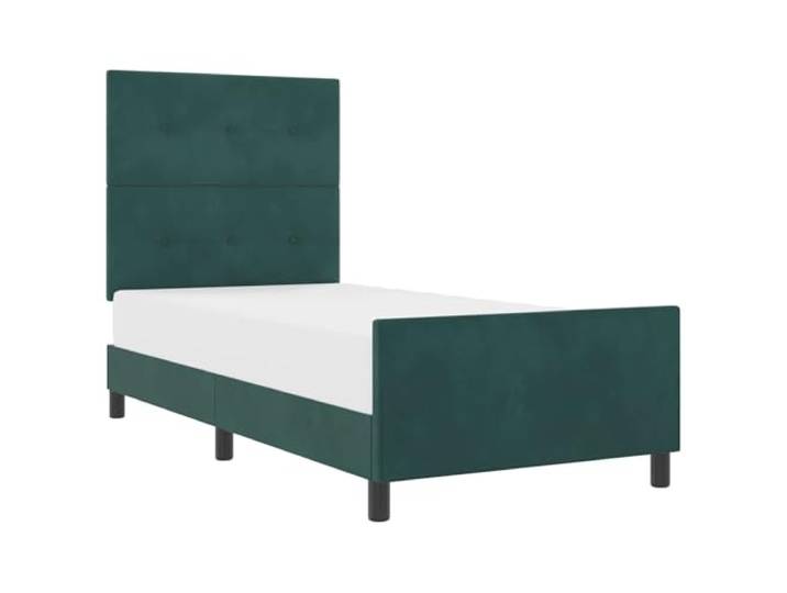 PUGYNBK Boxspringbett, Samt, Grün, 90 x 190 cm Kiefernholz, verstellbares Kopfteil, robuster Rahmen, einfache Montage