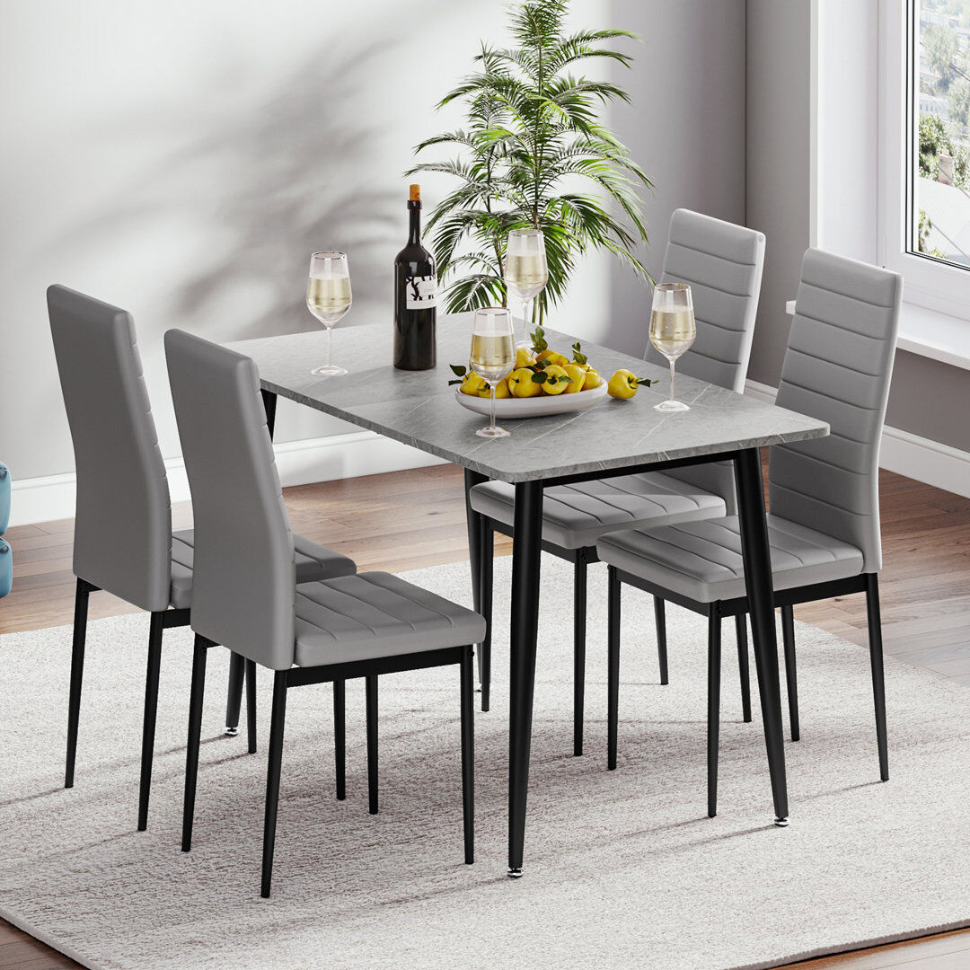 17 Stories Dining Set Grey / Black/Grey
