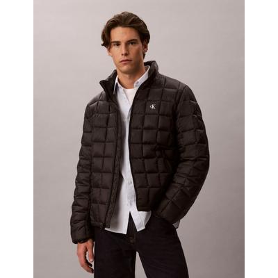 Steppjacke CALVIN KLEIN, Herren, Gr. L, schwarz, Web, Obermaterial: 100% Polypropylen, unifarben, regular fit normal, hoch geschlossener Ausschnitt, abgesteppte Kante, Jacken Steppjacke, Stehkragen, 2-Wege-Zipper, modische Steppung