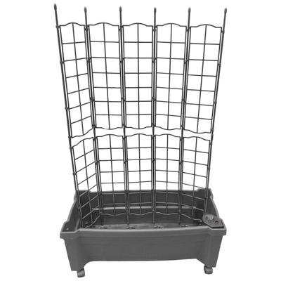 Spalier KHW "Calypso", grau, B:79cm H:115cm T:35cm, Kunststoff, Rankhilfen, BxTxH: 79x35x115 cm, Pflanzkasten mit Rollen und Bewässerungssystem