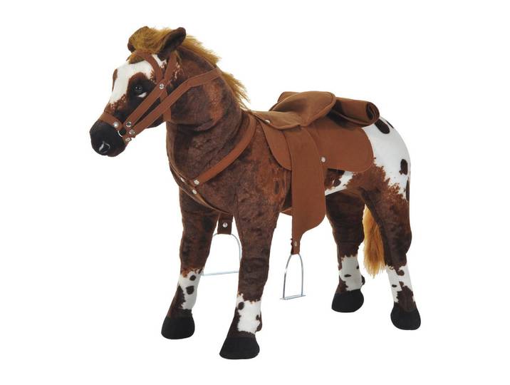 Homcom Kinder Schaukeltier, Braun+Weiß, Plüsch+ Metall, 28x60x85 cm, unisex, Spielzeug, Sonstiges Spielzeug