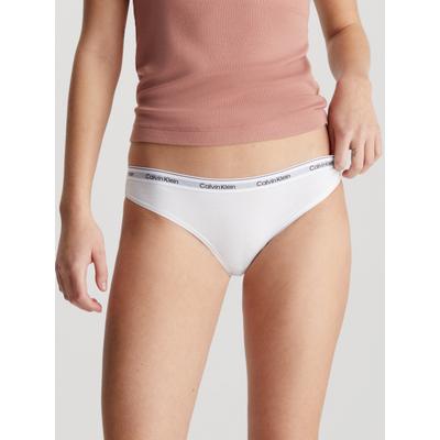 Bikinislip "3 PACK BIKINI (LOW-RISE)", Damen, Gr. L (40), 3 Stk., Jersey, weiß (weiß, weiß, weiß), Jersey, Obermaterial: 90% Baumwolle, 10% Elasthan, CALVIN KLEIN UNDERWEAR, unifarben, körpernah, Unterhosen, Low Rise mit Logobund