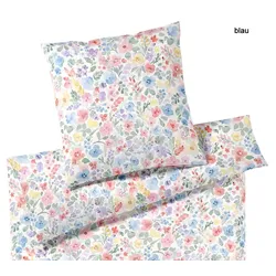 Elegante Interlock-Jersey Bettwäsche Gentle - 155x220 cm + 40x80 cm	blau