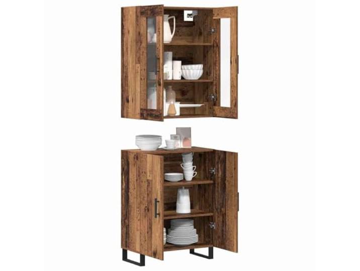 KTHLBRH Anrichte aus mehrschichtigem Holz, 2 Stück Doppeltüren, moderne Griffe, Glas, für Wohnzimmer und Esszimmer