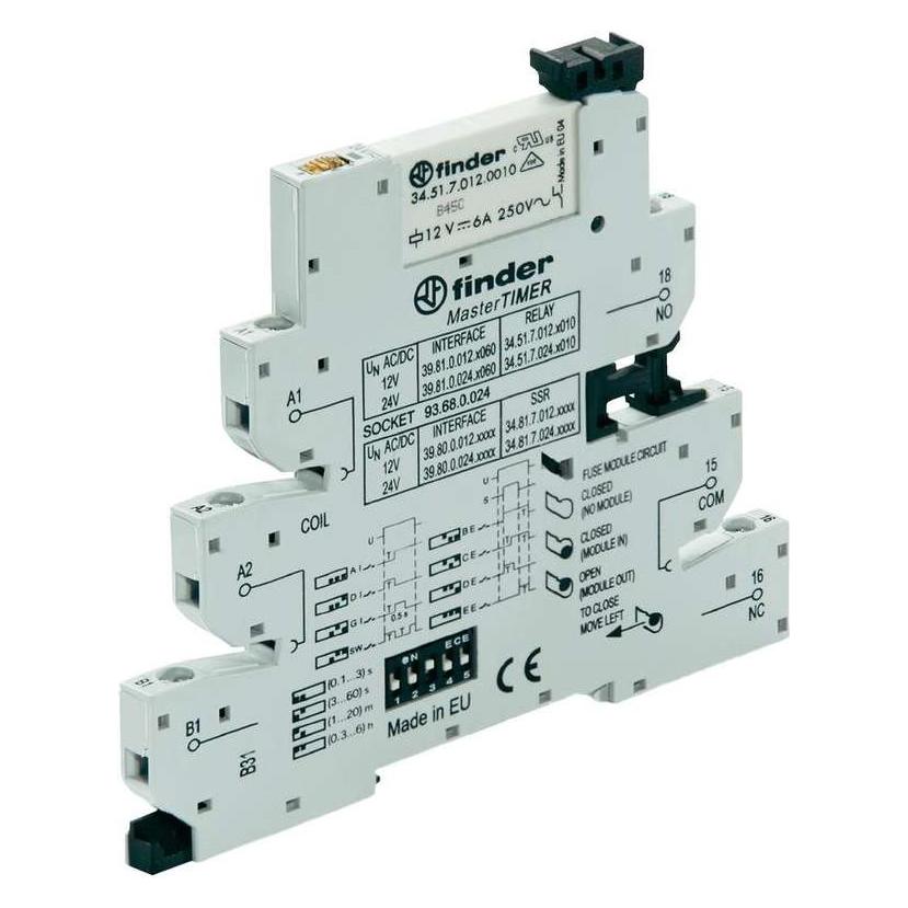 Finder Relay interface timer SPDT 6A 24V ac/dc (39.81.0.024.0060)