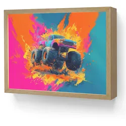 NACHTTISCHLAMPE MIT AKKU Monstertruck - Abstrakt - Farbspritzer - Farbenfroh 40x30 cm