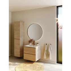 RIHO Spring Dew Badmöbel-Set, Waschtisch und Waschtischunterschrank, 2 Auszüge, 60x46x56cm, F001516D05, Farbe: Nature Oak Holzdekor