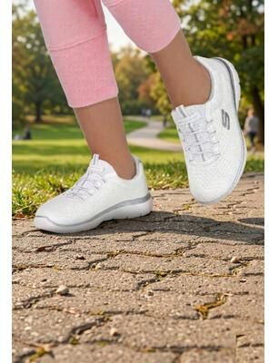 Women's The Summits Sneaker by Skechers in White White Medium (Size 9 M)