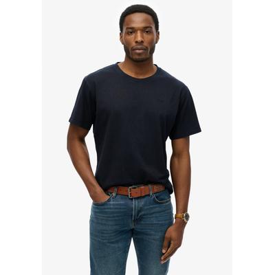 Rundhalsshirt SUPERDRY "ESSENTIALS RELAXED TEE", Herren, Gr. XXL, blau (super schwarz navy), Single Jersey, Obermaterial: 100% Baumwolle, unifarben, relaxed fit hüftbedeckend, Rundhals, Shirts Rundhalsshirt, Relaxed Fit, aus Baumwolle und Single...
