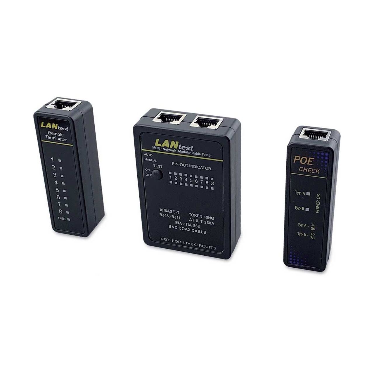 Equip Kabeltester Netzwerk f. RJ45/RJ11/RJ12/BNC Kabel sw