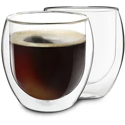 Feelino DUOS Jumbo doppelwandiges Thermoglas 310ml Borosilikatglas handgemacht Transparent