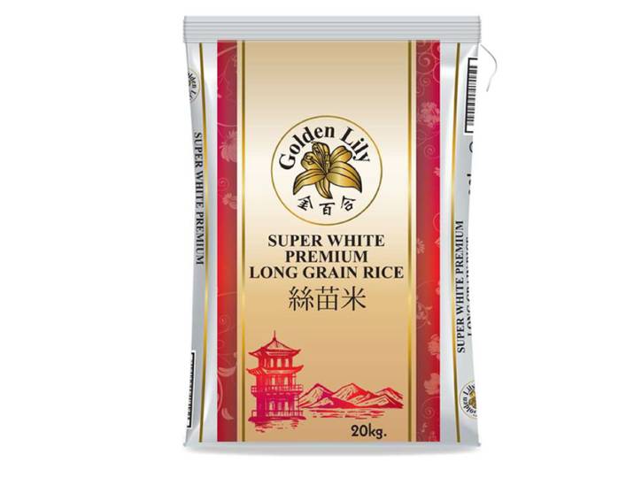Golden Lily Riz long grain extra blanc de qualité supérieure - 20 kg