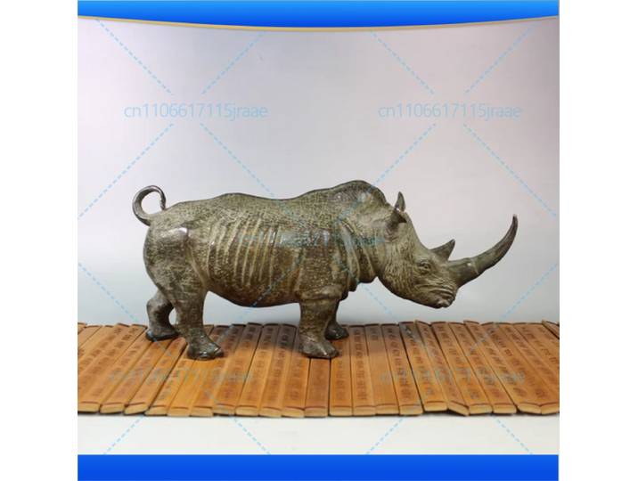 Rhinocéros chinois en bronze antique, ornement exquis en cuivre pur et laiton orné de strass, collection de bureau, artisanat, décoration intérieure