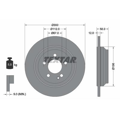TEXTAR Bremsscheibe PRO 92272703 300mm 12mm für Mercedes