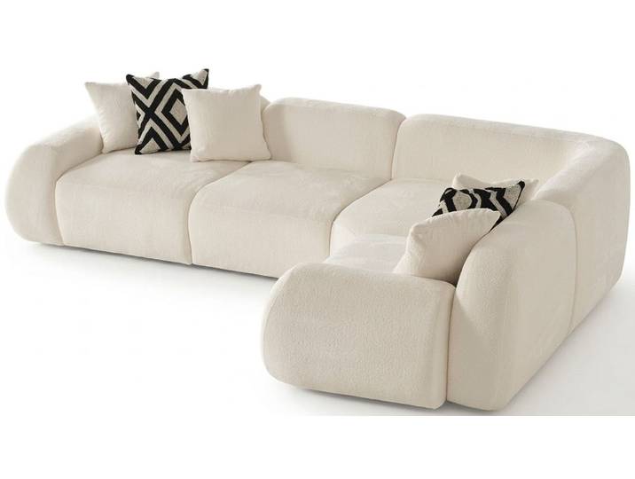 JVmoebel Ecksofa Ecksofa L-Form Weiß Stoffbezug stil Modern Wohnzimmer geräumig, 3 Teile
