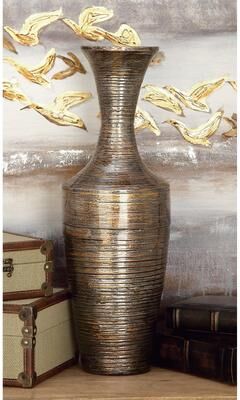 ARCILLA ELEMENTAL Dark Brown Bamboo Traditional Vase 23 x 8 x 8