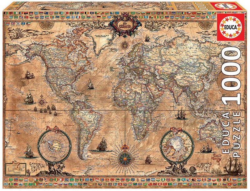 Puzzle 1000 pcs Mappemonde - Educa