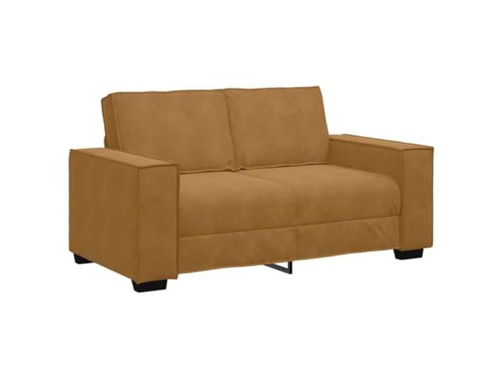 KUTYWEXFM 2-Sitzer Sofa Samt Couch Braun 160x78x84 cm Weich gepolsterter Zweisitzer mit breiten Armlehnen für Wohnzimmer, Gästezimmer und Büro. Stabile Holz-Metall-Konstruktion.
