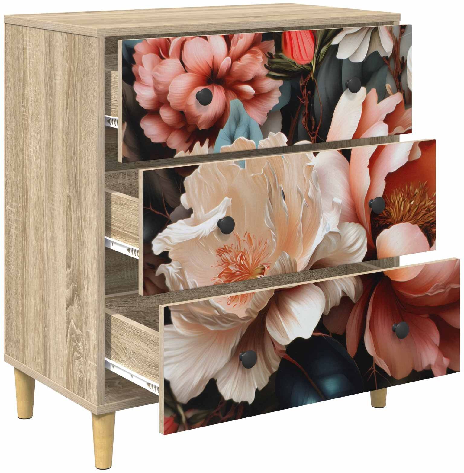 vidaXL Commode BORNE Imprimé pivoine légère 66 x 36,5 x 75 cm Sonoma