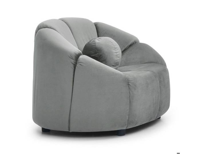 MENZZO Fauteuil design arrondi Sidonie Velours Gris