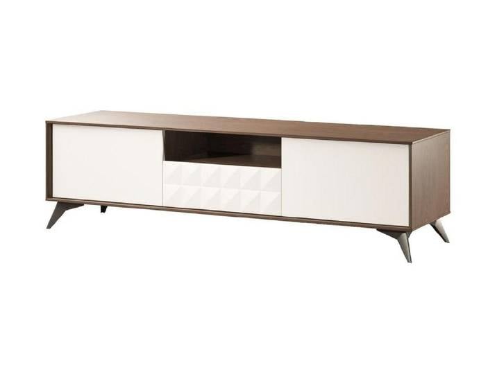 Xlmoebel Lowboard Modernes TV-Lowboard aus Holz mit Stauraum in Weiß und Grau (TV-Lowboard, TV-Lowboard (TRK), Hergestellt in Europa