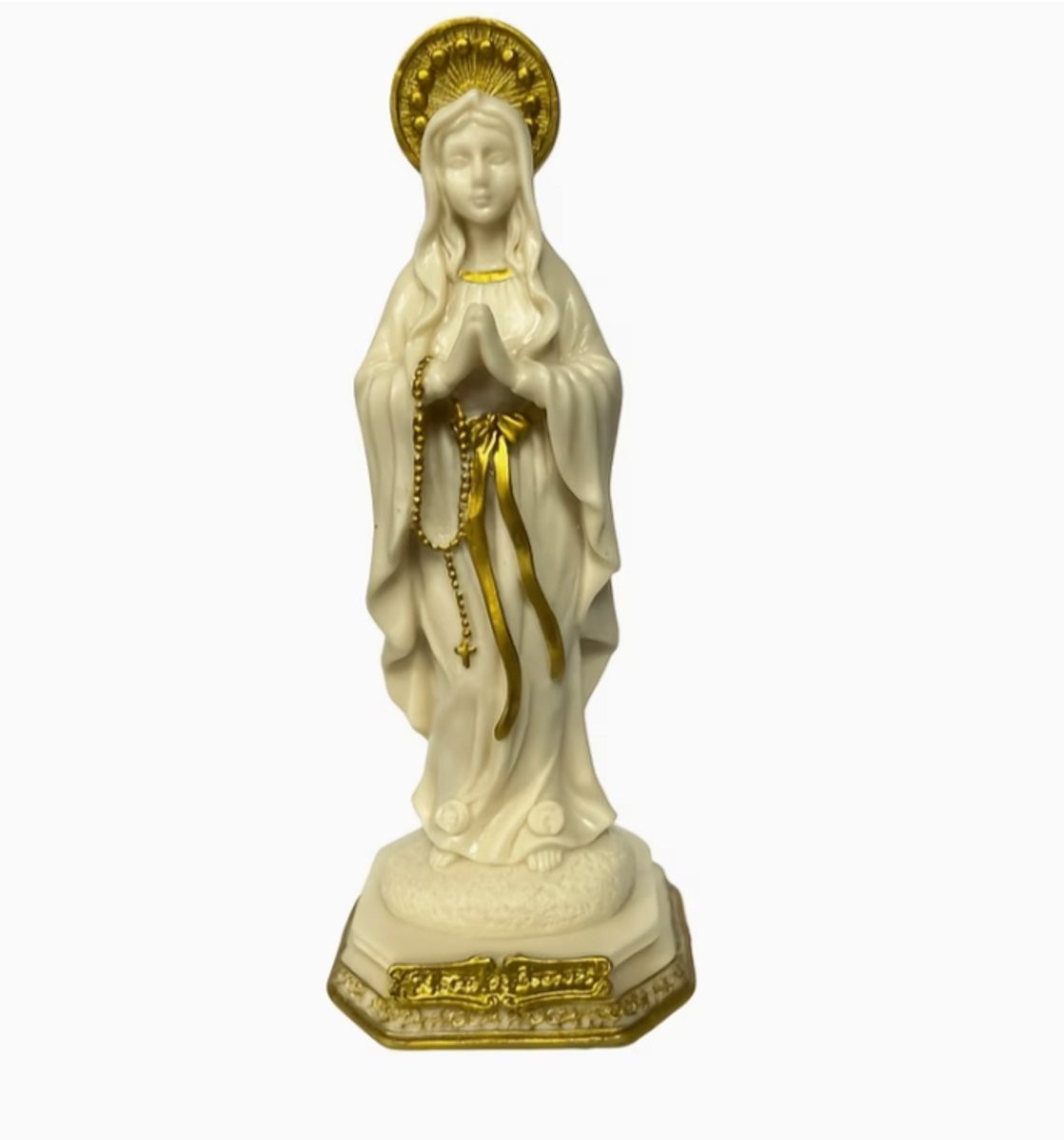 Maria beeld ivoor goud Devotie Heilige Maria 16 cm