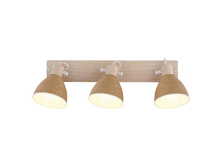 Globo Strahler Lyndon, Braun, Weiß, Holz, Metall, Papier, 17.5x19x63 cm, verstellbare Spotlights, Lampen & Leuchten, Innenbeleuchtung, Spots & Strahler, Deckenspots