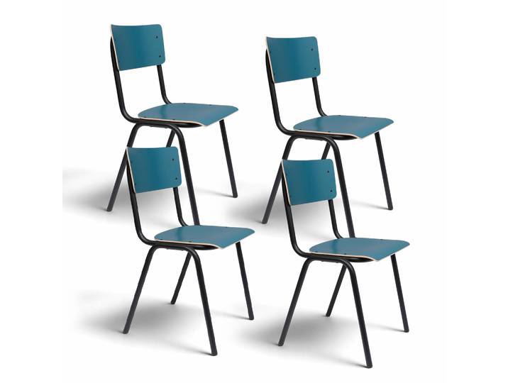Stuhl Zuiver Back to School - 4er Set Petrol, Neu – Perfekt für Büro und Empfang