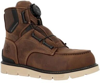 "Georgia Boot Carbon-Flex Wedge 6"" Carbon Toe Work Boot - Mens 7 Brown Boot Medium"