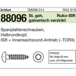 Spanplattenschrauben 89096 Halbrundkopf CE Stahl 4 x 35 -T20 galv. verzinkt